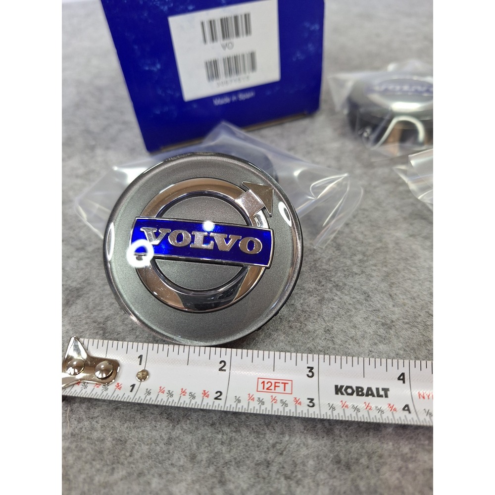 Genuine Volvo Wheel Center Hub Caps Set of 4 Gray Silver Blue Logo 30671515 New - Picture 7 of 7